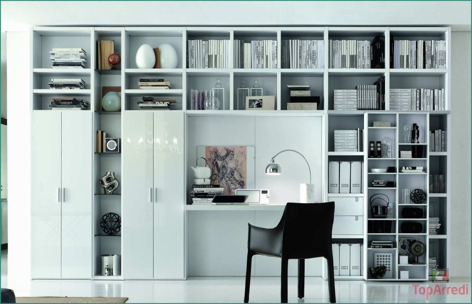 Стеллаж с рабочим местом в гостиную