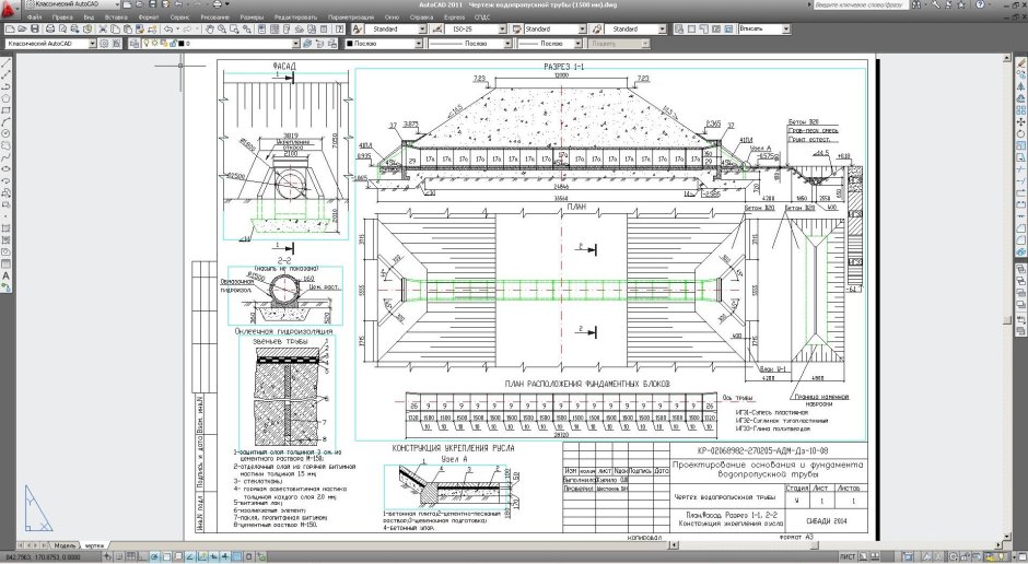 Исполнительная геодезическая схема водопропускной трубы