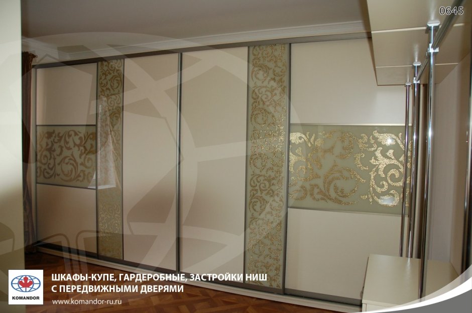 Шкаф купе лакобель и зеркало 4 двери