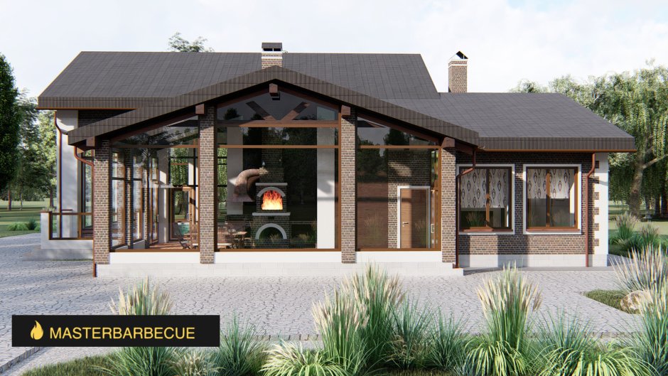 Большие застекленные беседки на фундаменте из кирпича