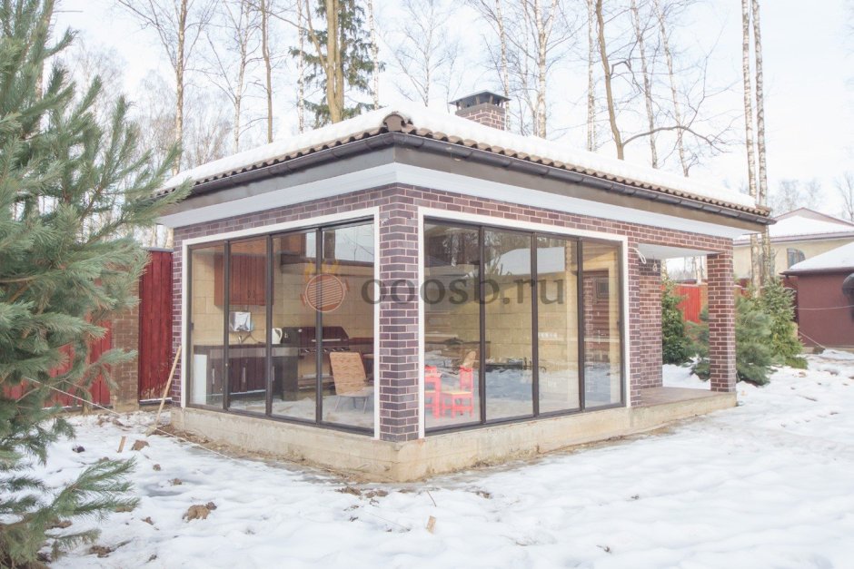 Барбекю из кирпича для беседки