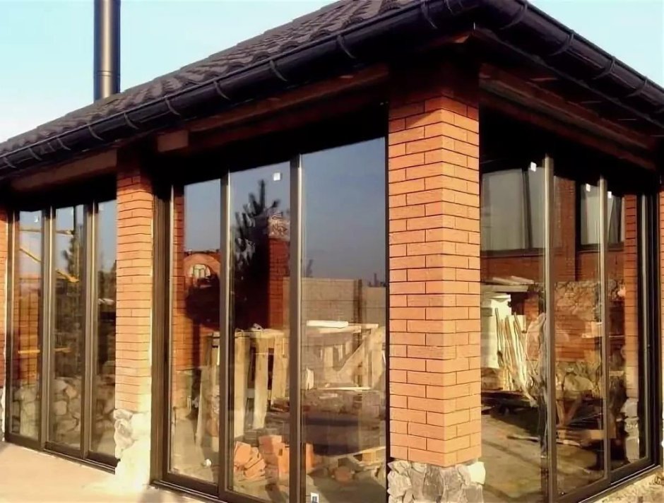 Беседка с мангалом из кирпича 5 на 5 метров