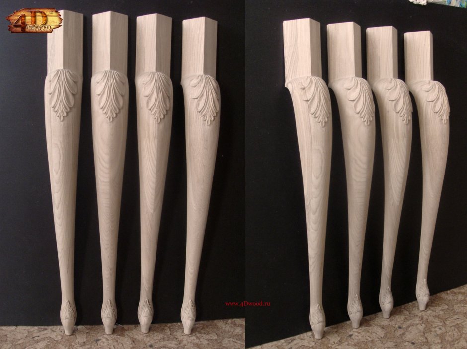 Ножки кабриоль с резьбой гнутые ножки