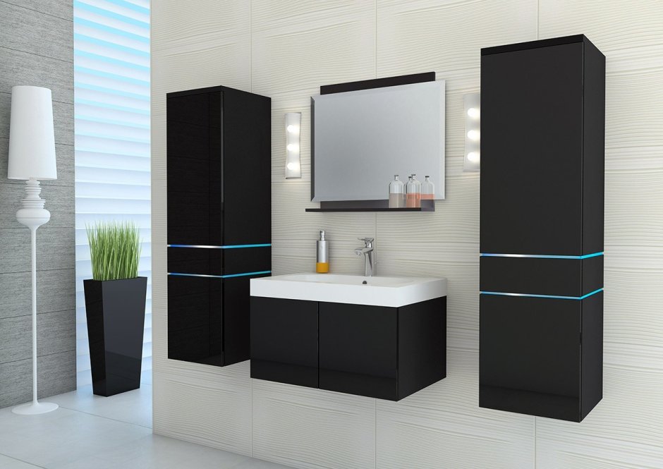 Черная мебель для ванной комнаты
