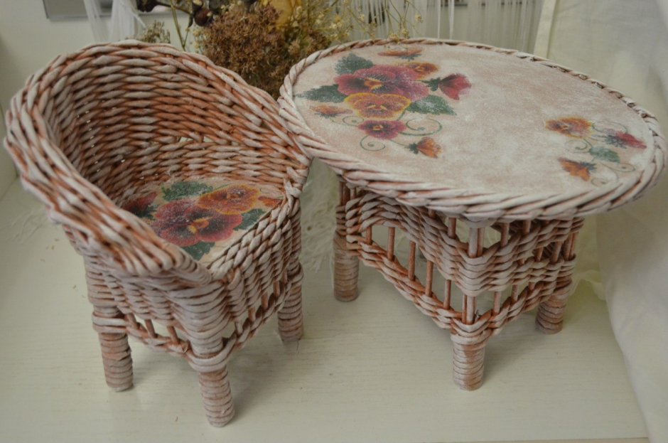 Корзинки для кухни из газетных трубочек