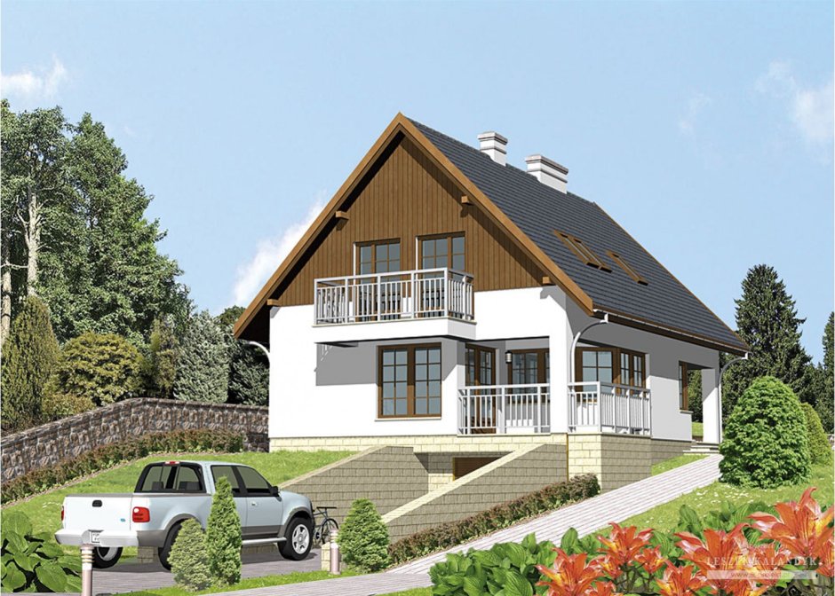 Дом с подвалом и мансардой проект 120м2