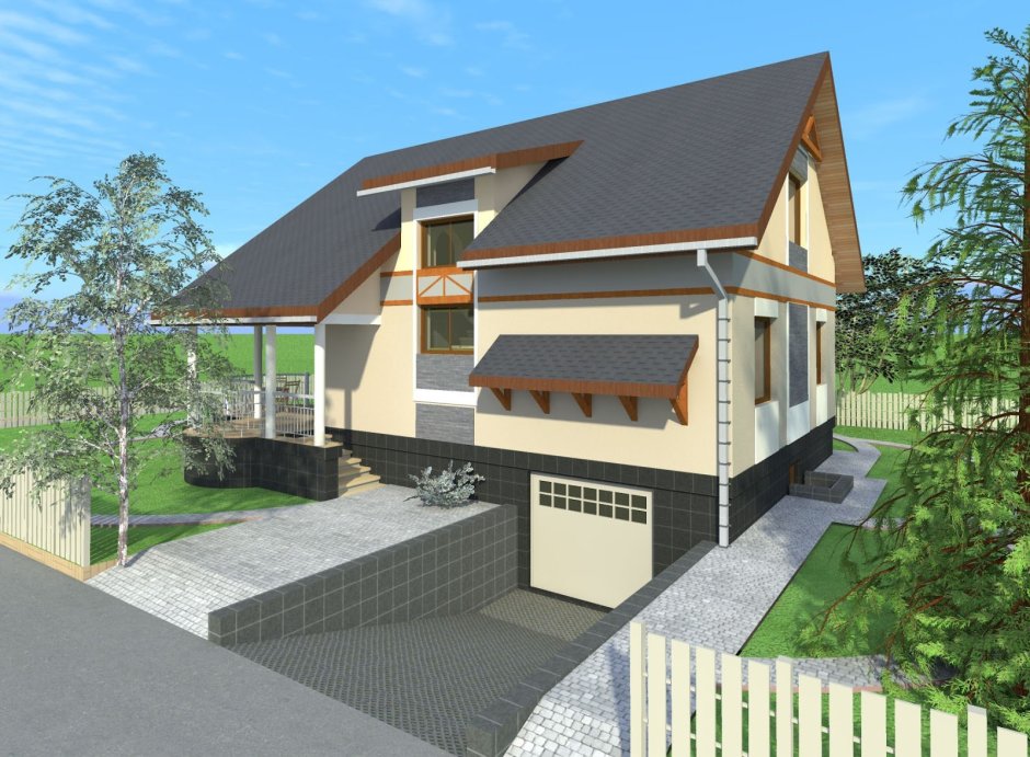 Двухэтажный дом с подземным гаражом