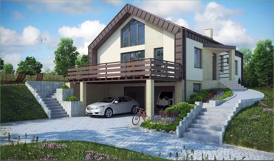 Двухэтажный дом с подземным гаражом