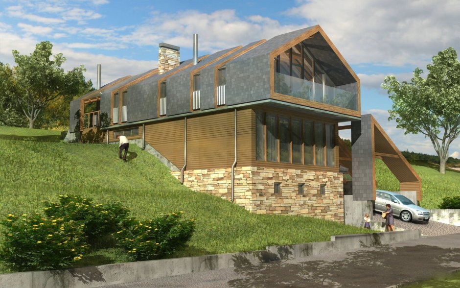 Дом на неровном участке