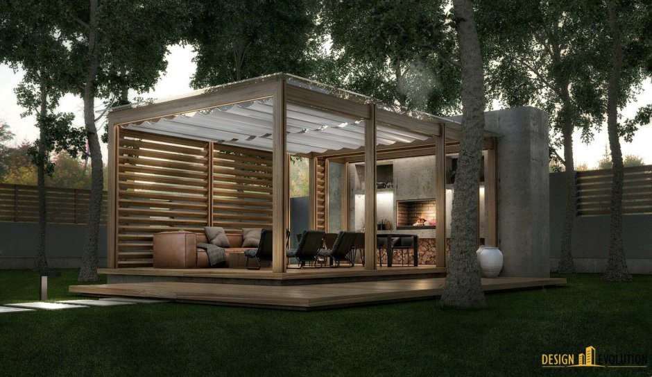 Беседка лофт у воды