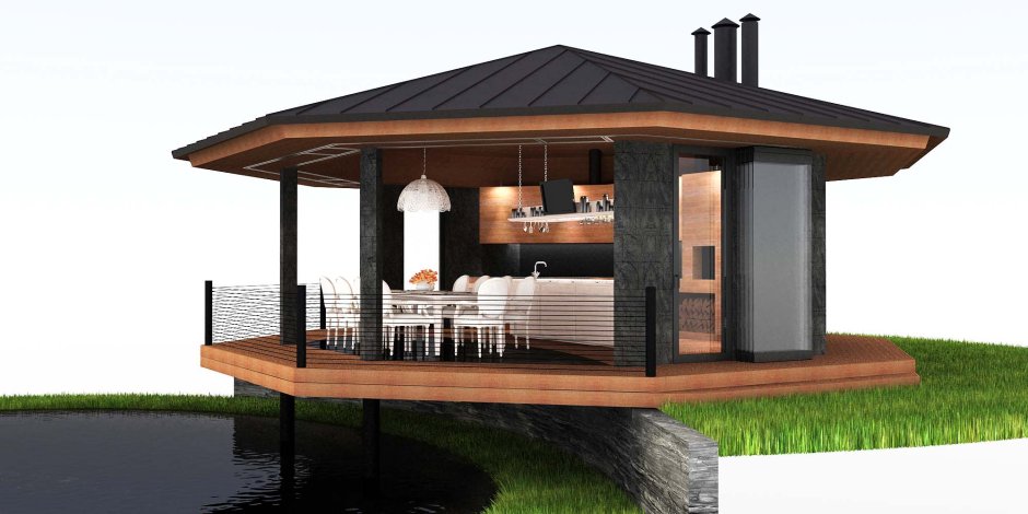 Современный домик для барбекю