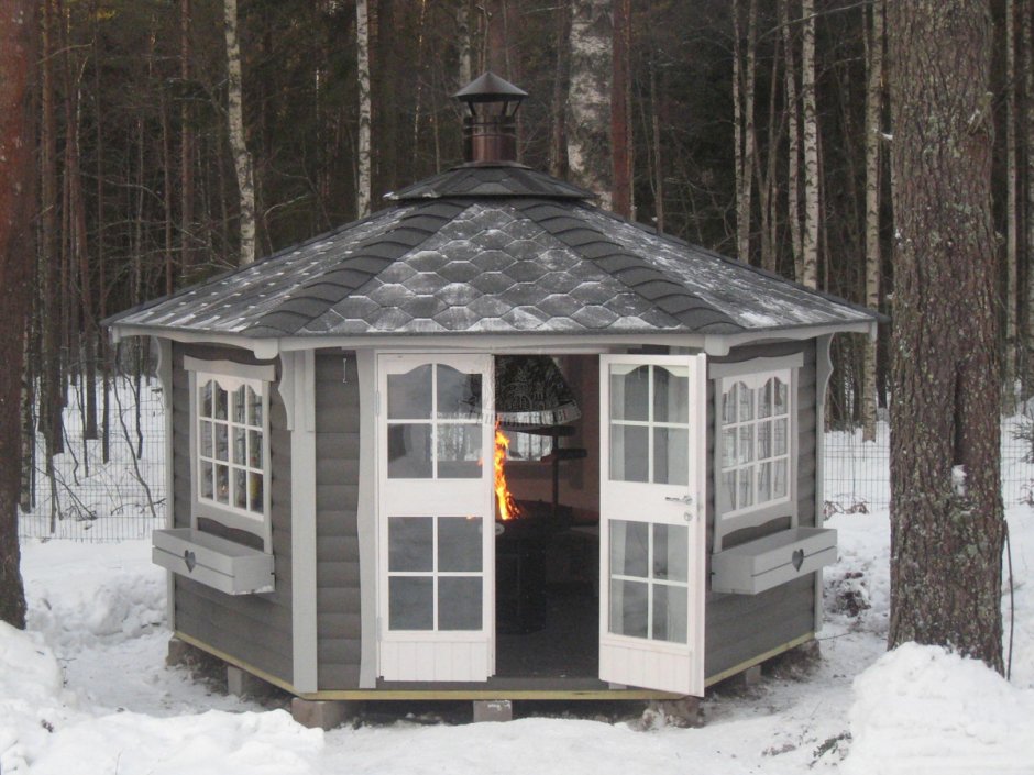 Беседка финская шестискатная