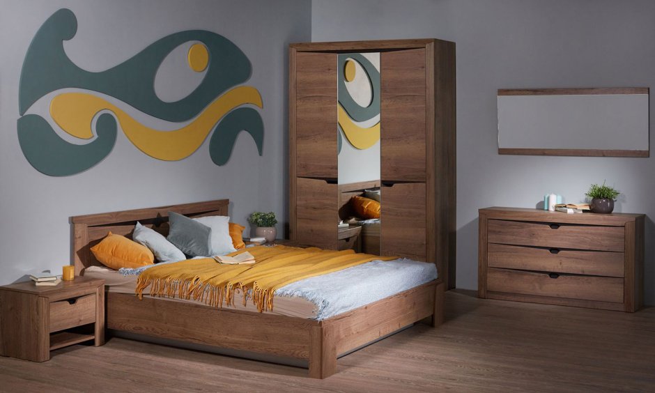 Спальня Гарда дуб Галифакс табак