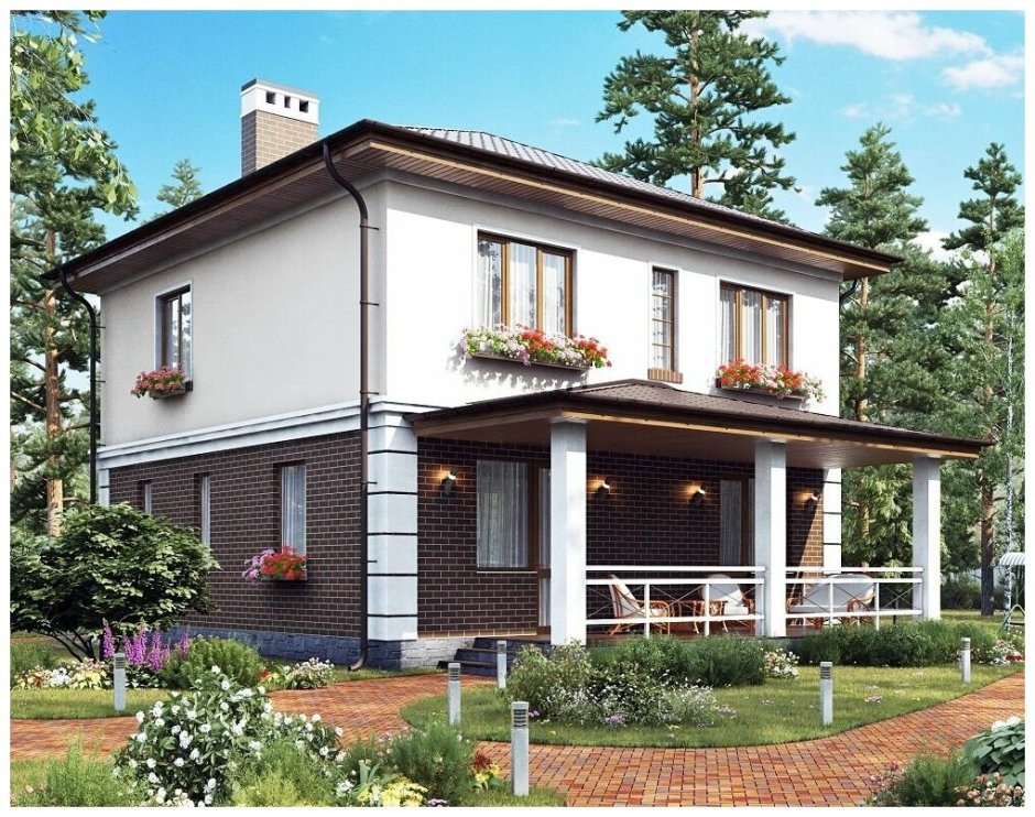 Двухэтажный дом с террасой