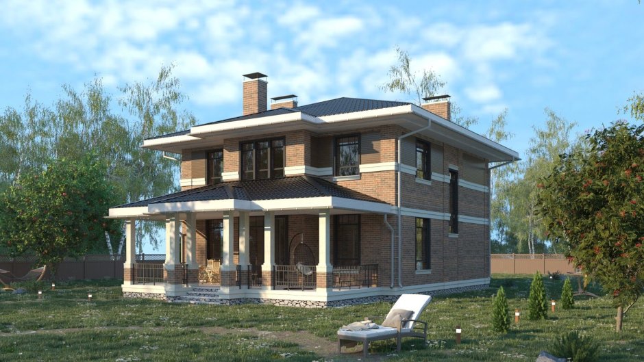 Двухэтажный дом с террасой