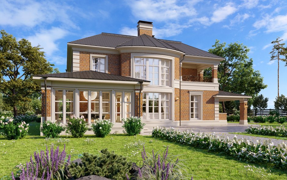 Двухэтажный дом с террасой