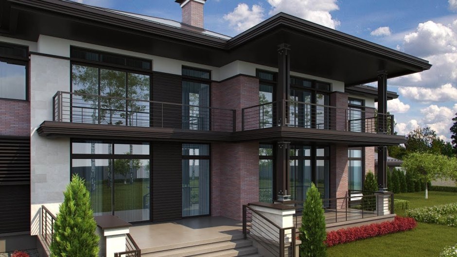 Двухэтажный дом с терассей