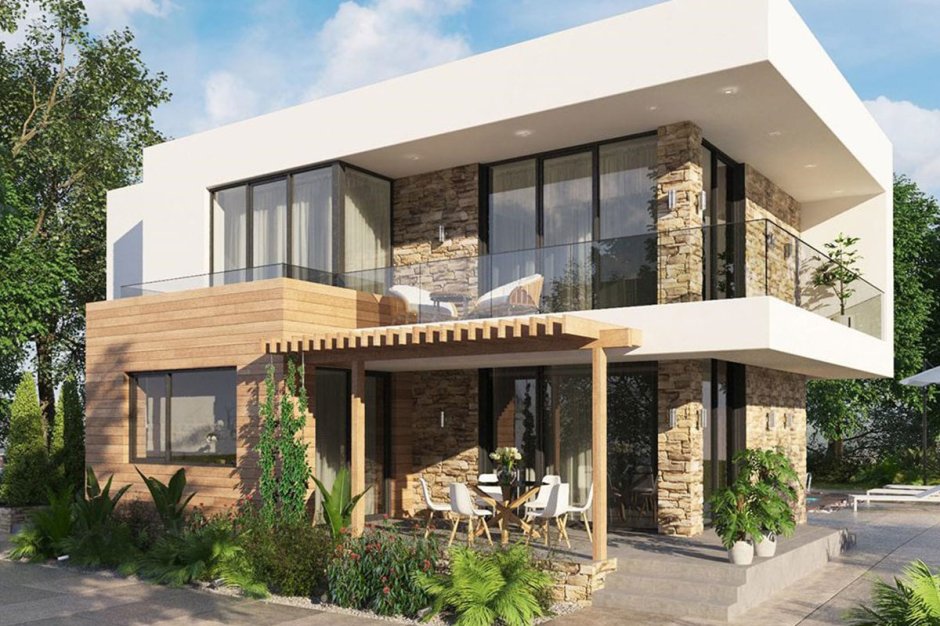 Двухэтажный дом с терассей