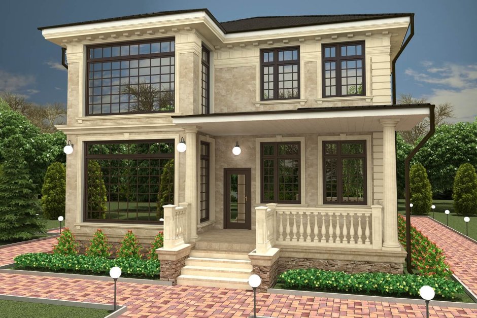 Дом с плоской крышей двухэтажный