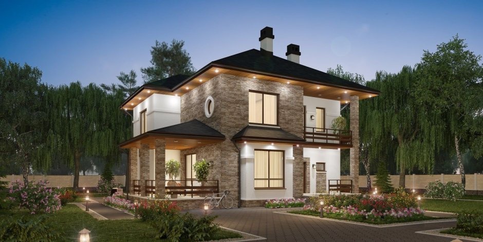 Дом в стиле Райта двухэтажный