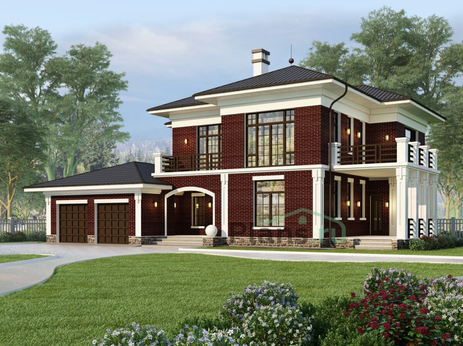 Дом с гаражом и террасой