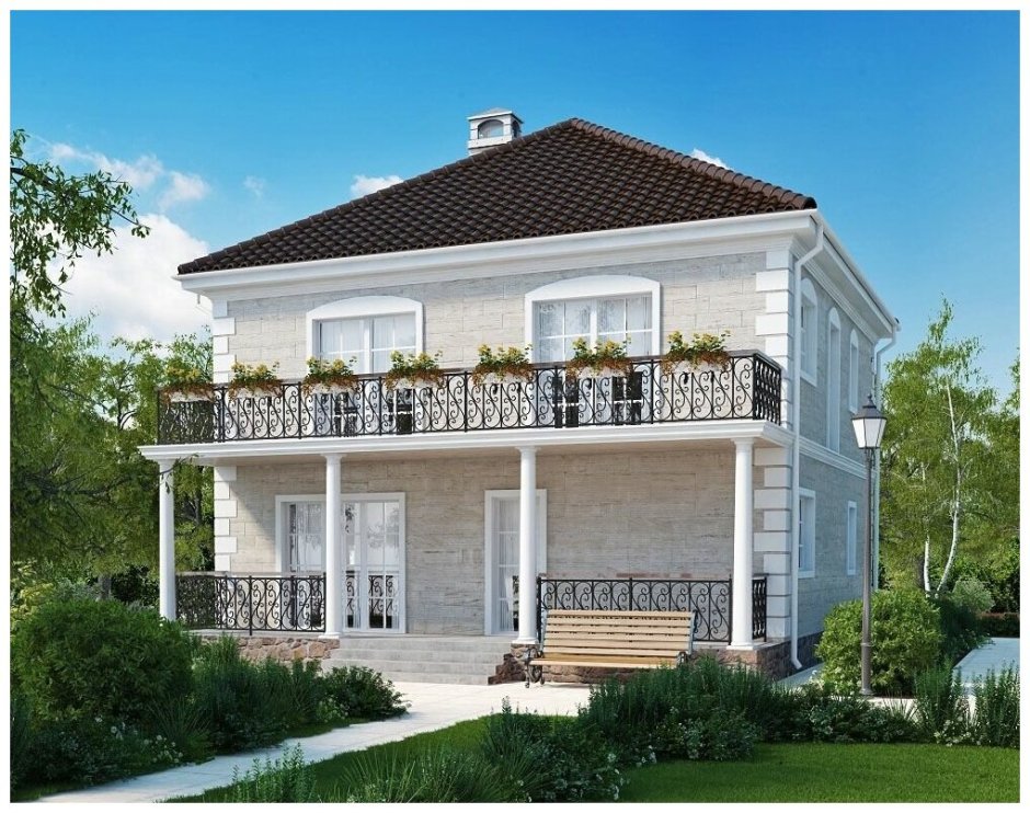 Дом с эркером и террасой