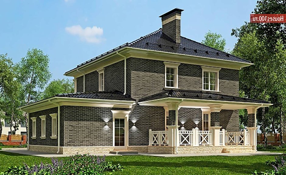 Двухэтажный дом с террасой