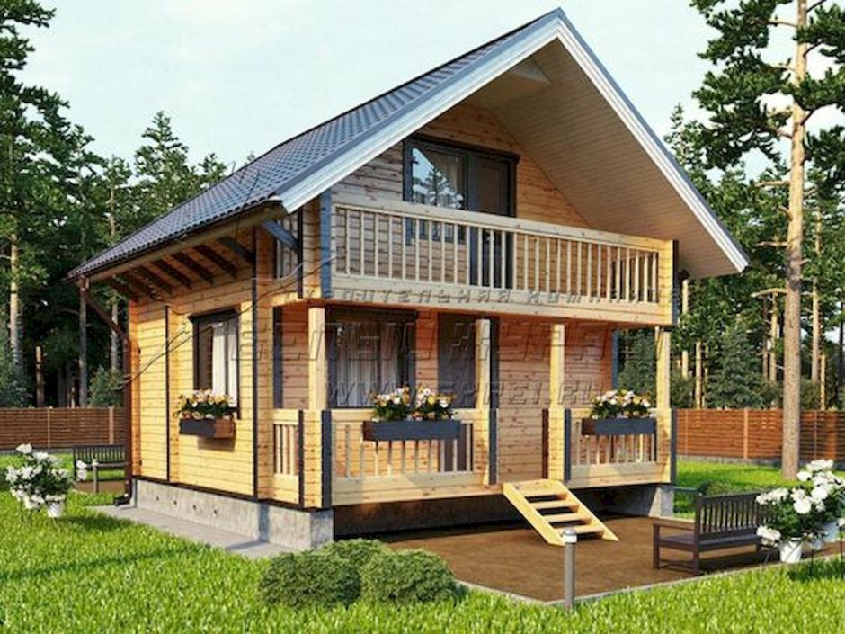 Баня из клееного бруса с мансардой