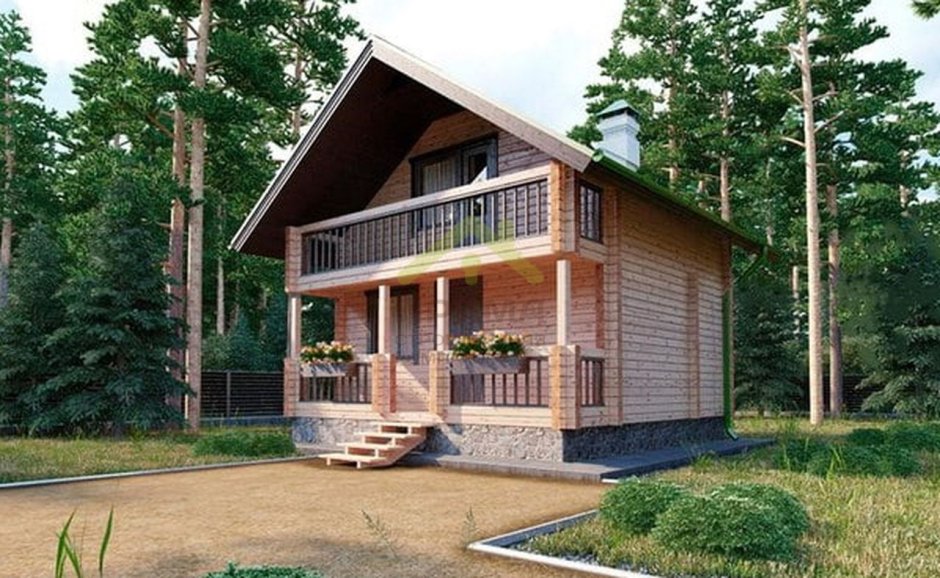 Дача с мансардой и балконом