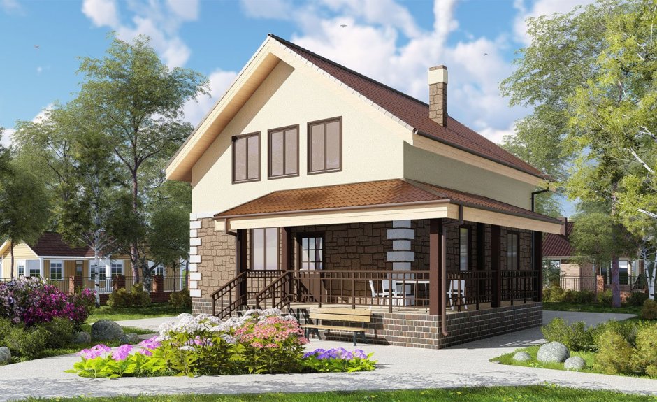 Проект домов двухэтажных с террасой 120 кв