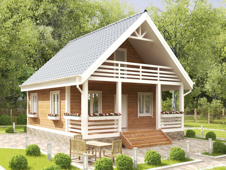 Дом с мансардой и террасой 120кв