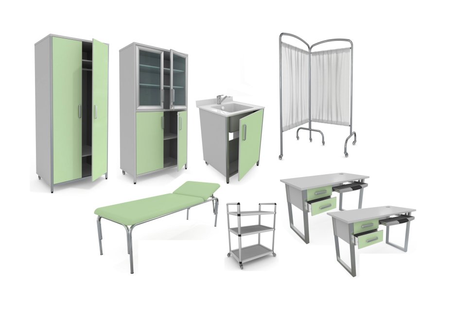 Набор медицинской мебели для кабинета врача вариант 2 шкаф мф4-ШМ-08