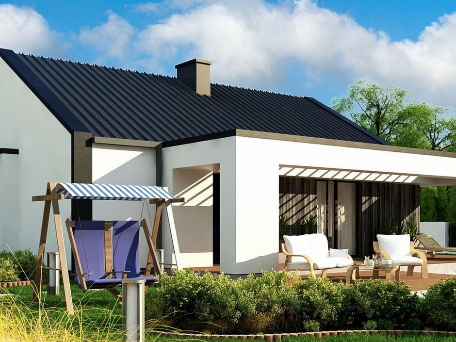 Одроэ ажный дом с двускатной крышей