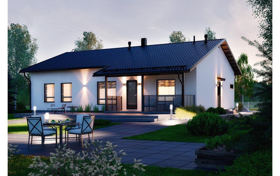 Одноэтажный дом 120м2 с двускатной крышей