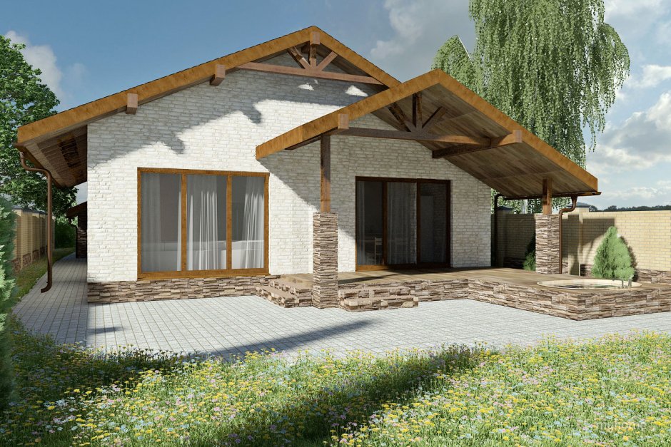 Дом одноэтажный с мансардой 80кв м