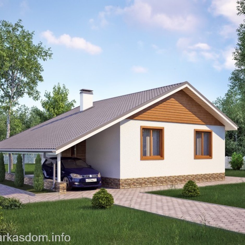 Одноэтажный дом с террасой 100 кв