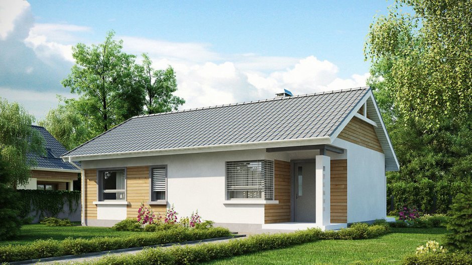 Дом 80 м2 одноэтажный с мансардой из газобетона