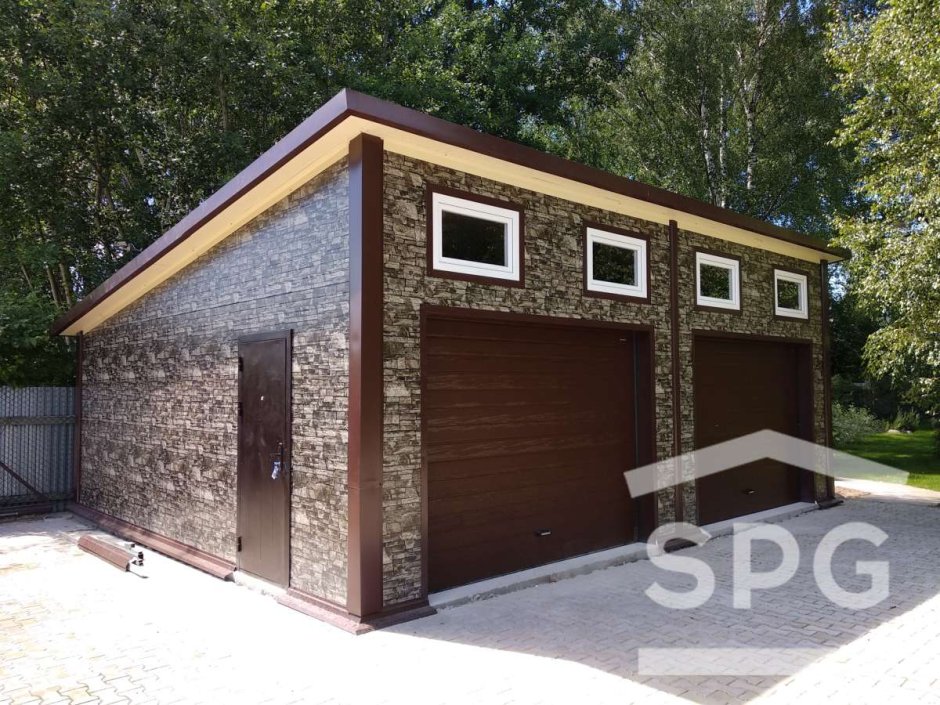 Односкатный деревянный гараж