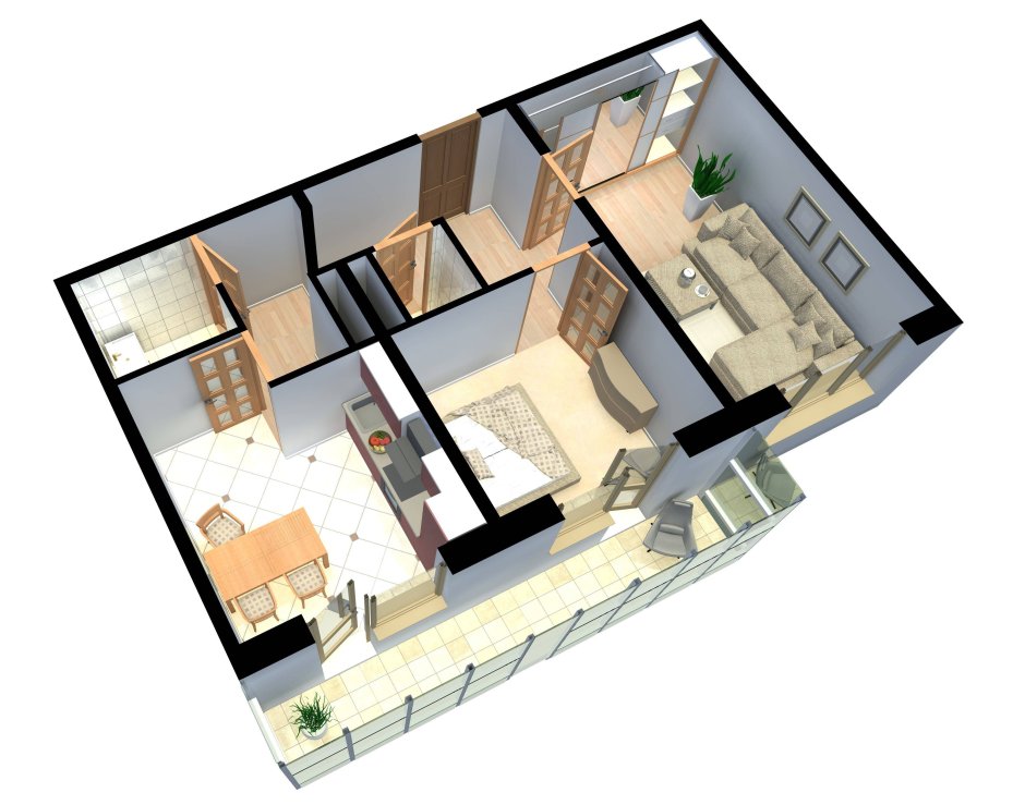 Трешка 56 м2 планировка