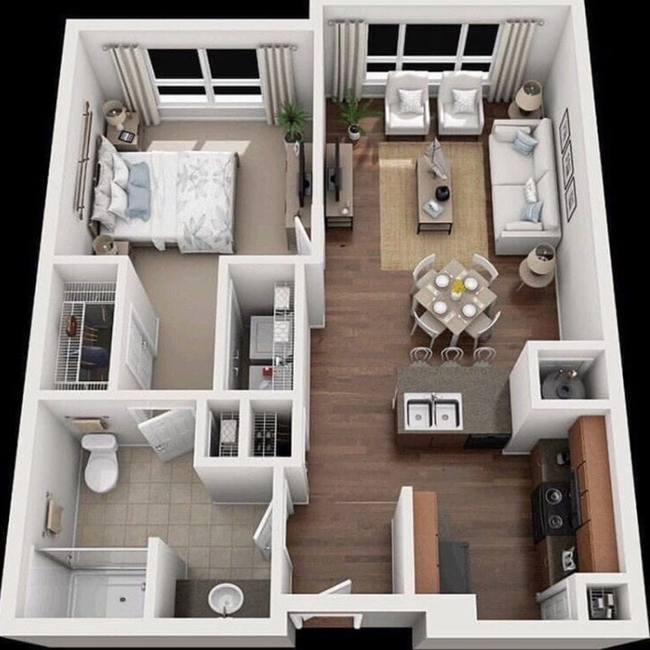 Двухкомнатная квартира вид сверху