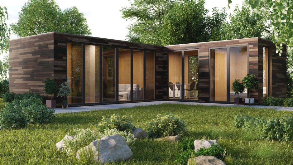 Гостевой домик с плоской крышей