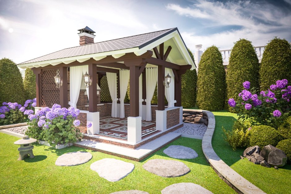 Ландшафт с беседкой