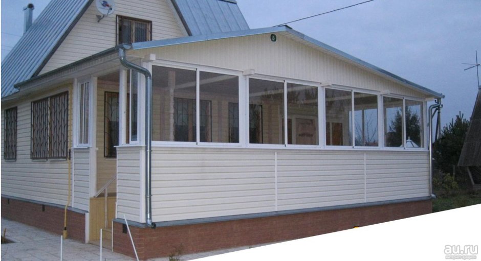 Веранда закрытая к дому с пластиковыми окнами
