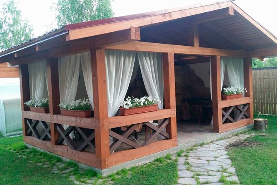 Беседка 6 на 4 с мангалом