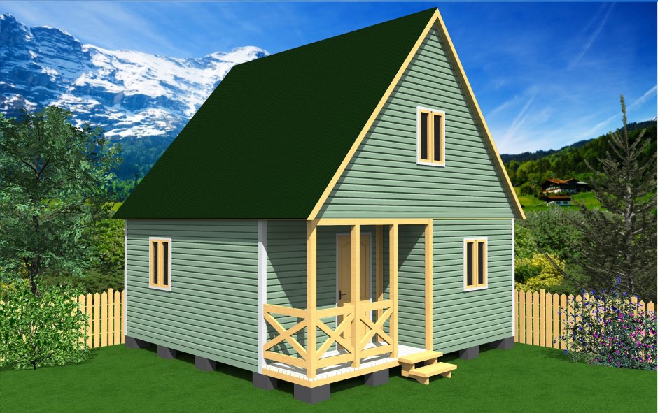 Садовый домик с мансардой