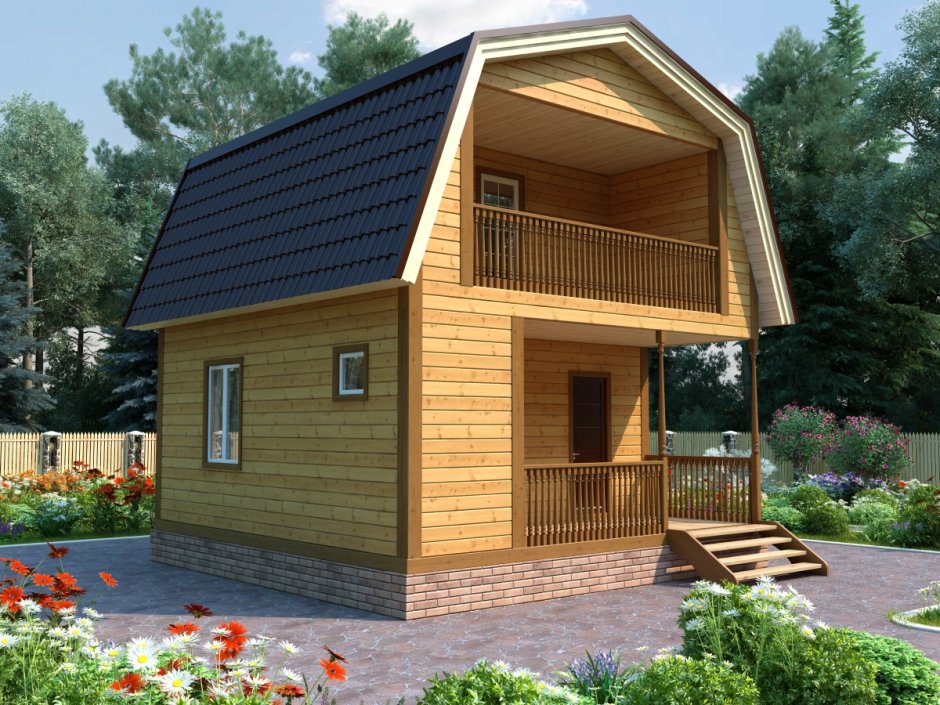 Дачный дом 4х4 с мансардой из бруса 150х150
