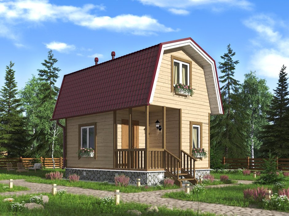 Дачный дом с мансардой 6х6м