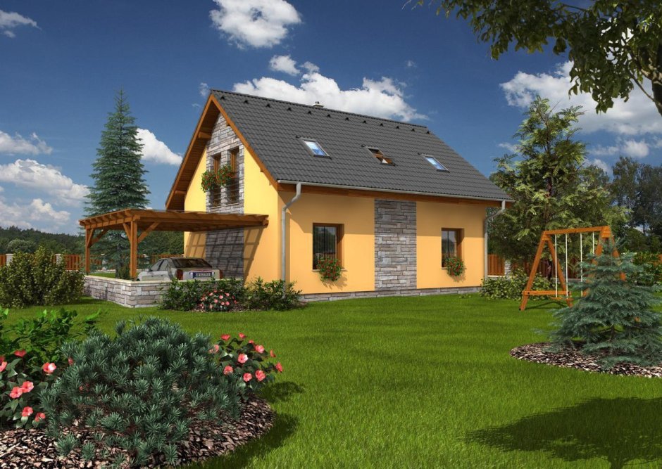 Дачный домик с мансардой