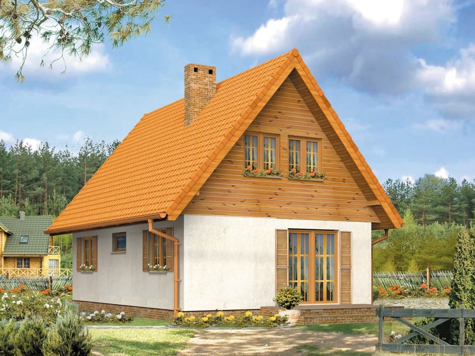 Небольшой дачный домик с мансардой