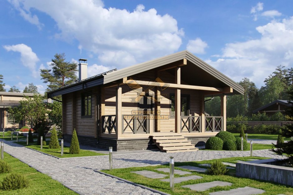 Финский дом баня с односкатной крышей